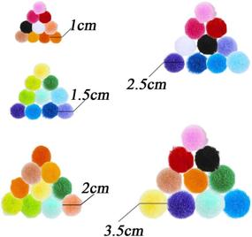 img 2 attached to 800-Piece Set of Small Multicolor Pompoms in 5 Assorted Sizes (1cm, 1.5cm, 2cm, 2.5cm, 3.5cm) - Elastic Arts and Crafts Pompom Balls for DIY Creative Decorations, Hobby Supplies, Kids Projects