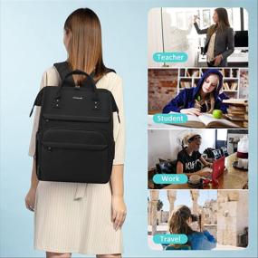 img 1 attached to 🎒 Stylish & Practical: Laptop Backpack for Women - 15.6 Inch Travel Daypack for Work & School with USB Port, Water-Resistant Design - Black