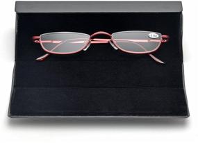 img 1 attached to 👓 ZUVGEES Vintage Alloy Semi Rimless Reading Glasses - Stylish Half Frame Slim Glasses for Men and Women with Elegant Case T0340