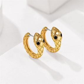 img 2 attached to 🐍 Stunning Snake Dangle Earrings for Women - 18K Gold Plated, Cool and Trendy