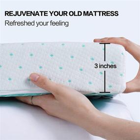 img 3 attached to 🛏️ COHOME 3 Inch Gel-Infused Memory Foam Mattress Topper with Cooling Bamboo Cover - High Density Bed Pillow Top Mattress Pad (Queen, White-Gel Memory Foam)