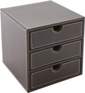 osco bpu3dc faux leather cube, brown (3 📦 drawer): efficient organizational solution with stylish faux leather design logo