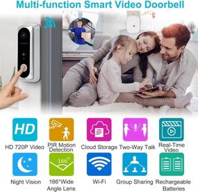 img 3 attached to 🔔 WONGKUO Wireless Video Doorbell Camera: HD 166° Security Smart WiFi Doorbells with Indoor Chime, 2 Rechargeable Batteries, Motion Detection, Real-Time Video, Two-Way Talk, Night Vision