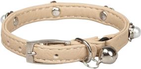 img 3 attached to 🐱 Gyapet Cat Collar with Bell - Leather Dog Collars, Christmas Adjustable, Cute Pearl Small Girl Jewelry