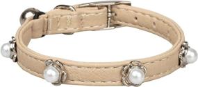 img 4 attached to 🐱 Gyapet Cat Collar with Bell - Leather Dog Collars, Christmas Adjustable, Cute Pearl Small Girl Jewelry