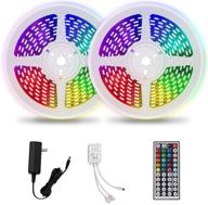 🌈 32.8ft energize your space with rgb led strip lights - flexible color changing 5050 led tape lights for bedroom, kitchen, diy home decoration (2x16.4ft) - includes 24 keys ir remote логотип