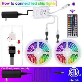 img 2 attached to 🌈 32.8ft Energize your Space with RGB LED Strip Lights - Flexible Color Changing 5050 LED Tape Lights for Bedroom, Kitchen, DIY Home Decoration (2X16.4ft) - Includes 24 Keys IR Remote