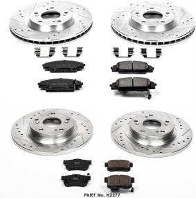 img 2 attached to 🔥 Enhanced Performance: Power Stop K2277 Front and Rear Z23 Carbon Fiber Brake Pads with Drilled & Slotted Brake Rotors Kit