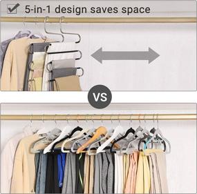 img 1 attached to SONGMICS Pants Hangers Space Saving, Set of 4 S-Type Pants Hanger, 👖 5 Layer Pant Hangers, Non-Slip Closet Organizer for Jeans, Scarfs, Ties, Black UCRI043BK