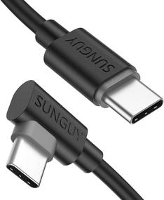 img 4 attached to 🔌 Кабель SUNGUY USB C до USB C 1 фут [2 шт], угловой Type C до C 90 градусов, 60 Вт PD быстрая зарядка, совместим с Samsung Galaxy S21 S20 S10, MacBook Air/Pro, iPad Pro 2020, Pixel 4/3 XL