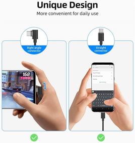 img 2 attached to 🔌 Кабель SUNGUY USB C до USB C 1 фут [2 шт], угловой Type C до C 90 градусов, 60 Вт PD быстрая зарядка, совместим с Samsung Galaxy S21 S20 S10, MacBook Air/Pro, iPad Pro 2020, Pixel 4/3 XL