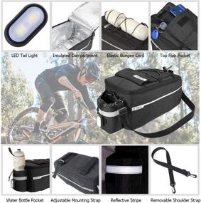 img 3 attached to 🚲 RAYMACE Bike Trunk Cooler Bag with Tail Light - 8L Insulated Storage, Rear Rack Pannier Bag