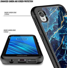 img 3 attached to NZND Marble Design Sapphire Case for Motorola Moto E6 with Built-in Screen Protector – Full-Body Protection, Shockproof, Impact Resistant Phone Cover