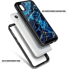 img 2 attached to NZND Marble Design Sapphire Case for Motorola Moto E6 with Built-in Screen Protector – Full-Body Protection, Shockproof, Impact Resistant Phone Cover