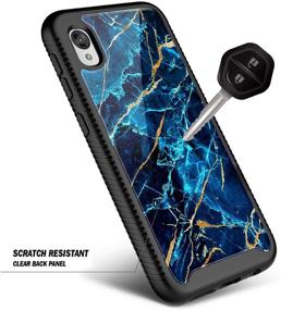 img 1 attached to NZND Marble Design Sapphire Case for Motorola Moto E6 with Built-in Screen Protector – Full-Body Protection, Shockproof, Impact Resistant Phone Cover