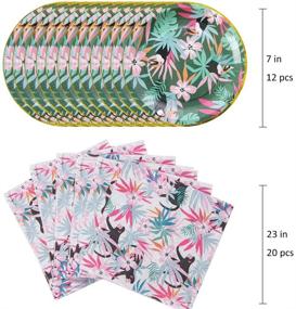 img 2 attached to 🌺 125-Pack Hawaiian Party Disposable Tableware Set: DreamJ Luau Party Supplies with Plates, Banner, Forks, Cups, Napkins – Perfect for Birthdays and Summer Luaus, Serves 12