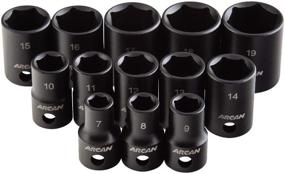 img 4 attached to 🔧 ARCAN PROFESSIONAL TOOLS 3/8 Inch Drive Shallow Impact Socket Set, Metric, 7mm - 19mm, Cr-V, 13-Piece (AS23813M): High-Quality Metric Shallow Impact Socket Set by ARCAN