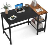 🖥️ cubicubi 40-inch small computer desk for home office with storage shelves - modern simple writing table, pc desk with splice board - black/brown логотип