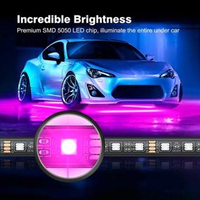 img 2 attached to 🚗 MICTUNING Bluetooth Car Underglow Lights Kit, 4Pcs with APP and Remote Dual Control, Waterproof 12V Neon LED Light Strips for All Cars, 16 Million Colors, Music DIY Mode - Exterior Underbody Lights