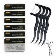 permotary 6-pack bamboo charcoal dental floss picks - ultra-fine & smoother oral care flossers for a cleaner & healthier mouth - portable with travel handy cases - 300 count logo