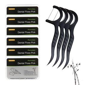 img 4 attached to Permotary 6-Pack Bamboo Charcoal Dental Floss Picks - Ultra-fine & Smoother Oral Care Flossers for a Cleaner & Healthier Mouth - Portable with Travel Handy Cases - 300 Count