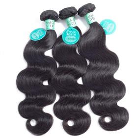 img 3 attached to 🔥 Abundant Brazilian Body Wave: 14''-16''-18'' Human Hair Bundles in Natural Black Color - 300g, 8A Grade, 100% Unprocessed Virgin Hair Weave by Halosister