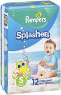 подгузники pampers splashers: размер small (13-24 фунта), 12 штук - идеальные одноразовые плавательные штаны для веселья в воде! логотип