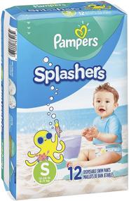 img 1 attached to Подгузники Pampers Splashers: размер Small (13-24 фунта), 12 штук - идеальные одноразовые плавательные штаны для веселья в воде!