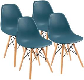 img 4 attached to 🪑 Modern Style Furmax Pre Assembled Dining Chairs: Set of 4 Mid Century Modern DSW Shell Lounge Plastic Chairs in Dark Green - Perfect for Kitchen, Dining, Bedroom, and Living Room