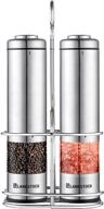 🧂 lanestock electric salt and pepper grinder set – battery operated stainless steel spice grinders with stand – led light and adjustable knob on each mill – powerful motor for long-lasting performance logo