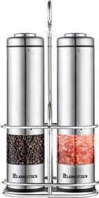 img 4 attached to 🧂 Lanestock Electric Salt and Pepper Grinder Set – Battery Operated Stainless Steel Spice Grinders with Stand – LED Light and Adjustable Knob on Each Mill – Powerful Motor for Long-Lasting Performance