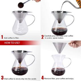 img 2 attached to ☕ Pour Over Coffee Maker - Stainless Steel Filter - Glass Carafe - Paperless & Reusable - BPA-Free - 13.5oz/400ml - Hand Coffee Dripper Brewer Pot