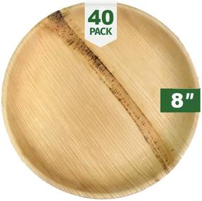 img 1 attached to 🌿 Palm Naki Round Palm Leaf Plates (40 Count) - Eco-Friendly Disposable Dinnerware, Compostable and Biodegradable 8" Round Plates