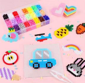 img 1 attached to 🧩 Ultimate Perler Bead Kit: 5000 Pieces with 5 Large Pegboards, Tweezers, and Ironing Papers