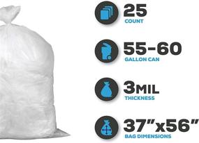 img 3 attached to 🗑️ Clear Heavy Duty Garbage Bags 55-60 Gallon - 3.0 Mil - Contractor Trash Bags, 38&#34; x 58&#34; (25 Count) by Plasticplace
