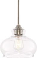 kira home harlow 9-inch modern industrial farmhouse/schoolhouse/rustic pendant light with clear glass shade, adjustable hanging height, brushed nickel finish - enhanced seo logo