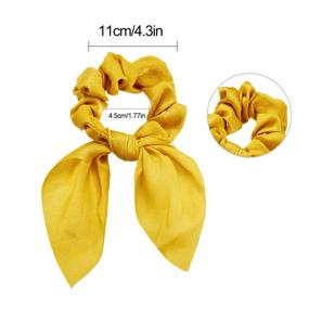 img 3 attached to 🐇 12 Pieces Rabbit Bunny Satin Silk Scrunchies with Ear Bow - Premium Hair Ties for Women Girls, Elastic Hair Ropes & Ponytail Holders