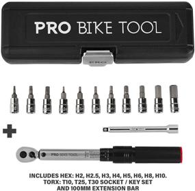 img 1 attached to Precision Bike Torque Wrench Set for Mountain & Road Bikes - Pro Bike Tool 1/4-Inch Drive with Allen & Torx Sockets, Extension Bar, Dual Readout, and Storage Box