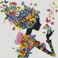 diy cross stitch kit for beginners - colorful butterfly stamped embroidery pattern, black woman, adult craft gift - 14.2×14.2 inch logo