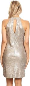 img 3 attached to 🎉 Anna-Kaci Women's Sleeveless Sequin Shift Halter Cocktail Party Dress: Flirty and Glamorous Mini for a Stylish Night Out!