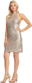 img 1 attached to 🎉 Anna-Kaci Women's Sleeveless Sequin Shift Halter Cocktail Party Dress: Flirty and Glamorous Mini for a Stylish Night Out!