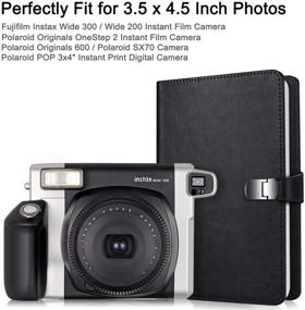 img 3 attached to 📷 Fintie Wallet Photo Album for Fujifilm Instax Wide 300 & Polaroid OneStep 2 - 64 Pockets (Snap Fastener) | Compatible with Polaroid POP & Originals 600 Camera | 3.5x4.5 Inch Film | Vintage Black