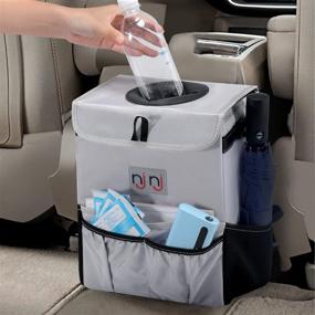 img 4 attached to 🚗 Super Large Waterproof Car Trash Can Garbage Bin with Lid, Storage Pockets & Leak-Proof Vehicle Car Organizer Hanging - Ideal Auto Trash Bag for Cars