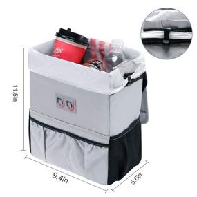 img 3 attached to 🚗 Super Large Waterproof Car Trash Can Garbage Bin with Lid, Storage Pockets & Leak-Proof Vehicle Car Organizer Hanging - Ideal Auto Trash Bag for Cars