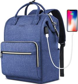 img 4 attached to 🎒 Blue Travel Laptop Backpack with USB Charging Port and Anti-Theft Features for School, Work, and Travel - Fits 15.6 Inch Laptops- Water Resistant and Suitable for Men, Women, and Students