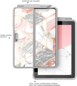 img 3 attached to 📱 I-Blason [Cosmo] Marble Glitter Case for Microsoft Surface Go 2 / Surface Go – Slim, Protective, with Pen Holder and Type Cover Compatibility