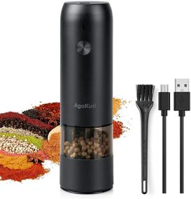 img 4 attached to 🌶️ AgoKud Electric Pepper Grinder - USB Rechargeable, Automatic Salt Mill with LED Light, Quick Charging, Adjustable Coarseness, One-Handed Operation