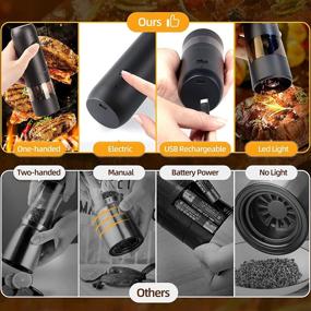 img 1 attached to 🌶️ AgoKud Electric Pepper Grinder - USB Rechargeable, Automatic Salt Mill with LED Light, Quick Charging, Adjustable Coarseness, One-Handed Operation