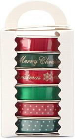 img 3 attached to 🎁 Midi Ribbon Christmas Holiday Set: Printed Satin/Grosgrain Ribbons in Assorted Colors, 3/8" X 2 Yards Each, Ideal for Wrapping Holiday Gift Boxes, Hair Bow Clips, Gift Bows, Crafts, and Sewing