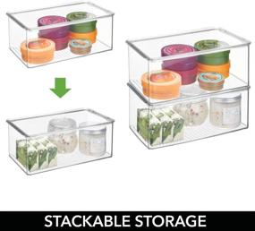 img 1 attached to 📦 mDesign Stackable Bathroom Storage Box with Hinged Lid - Organizer for Toiletries, Makeup, First Aid, Hair Accessories, Bar Soap, Loofahs, Bath Salts - 2 Pack, Clear Plastic